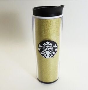 Starbucks Gold Glitter Coffee Cup 16oz 2020 EUC